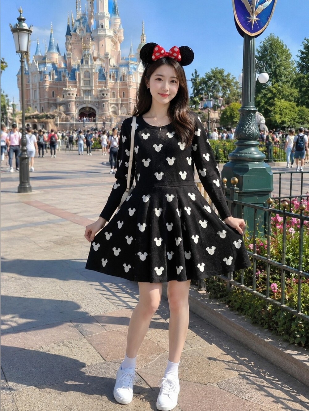Disney Mickey Mouse Ears Black & White Sweater Dress Size 1X